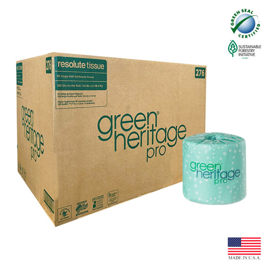 2-Ply Toilet Tissue – 500 Sheets per Roll, 96 Rolls/Case, 4.0" x 3.1" – Made in USA